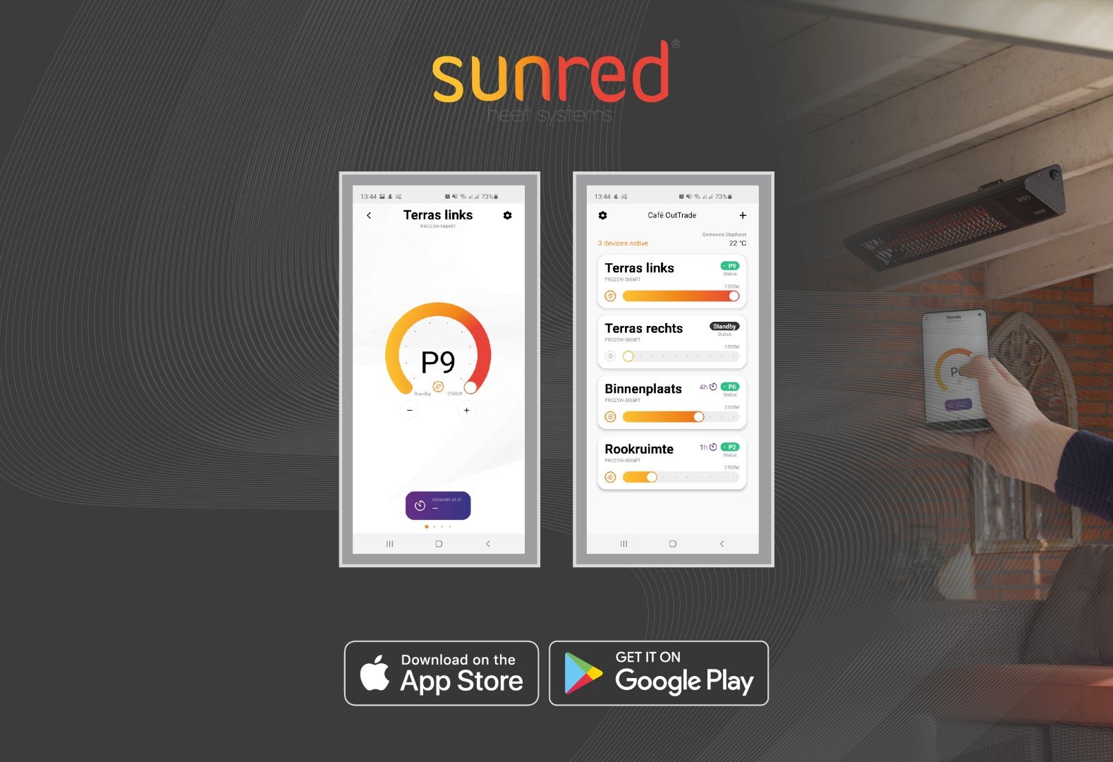 Sunred Professionele Smart Heater Royal Diamond Dark Wall 2500