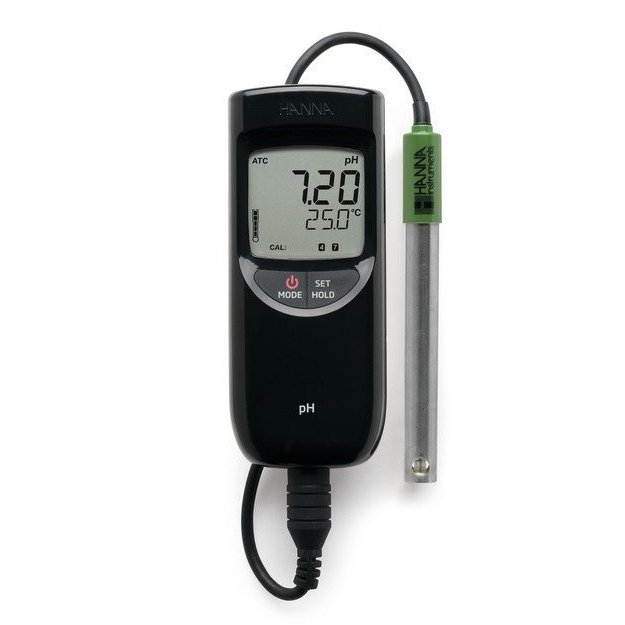 Waterbestendige draagbare pH/temp.-meter met RVS pH-elektrode (HI12963)