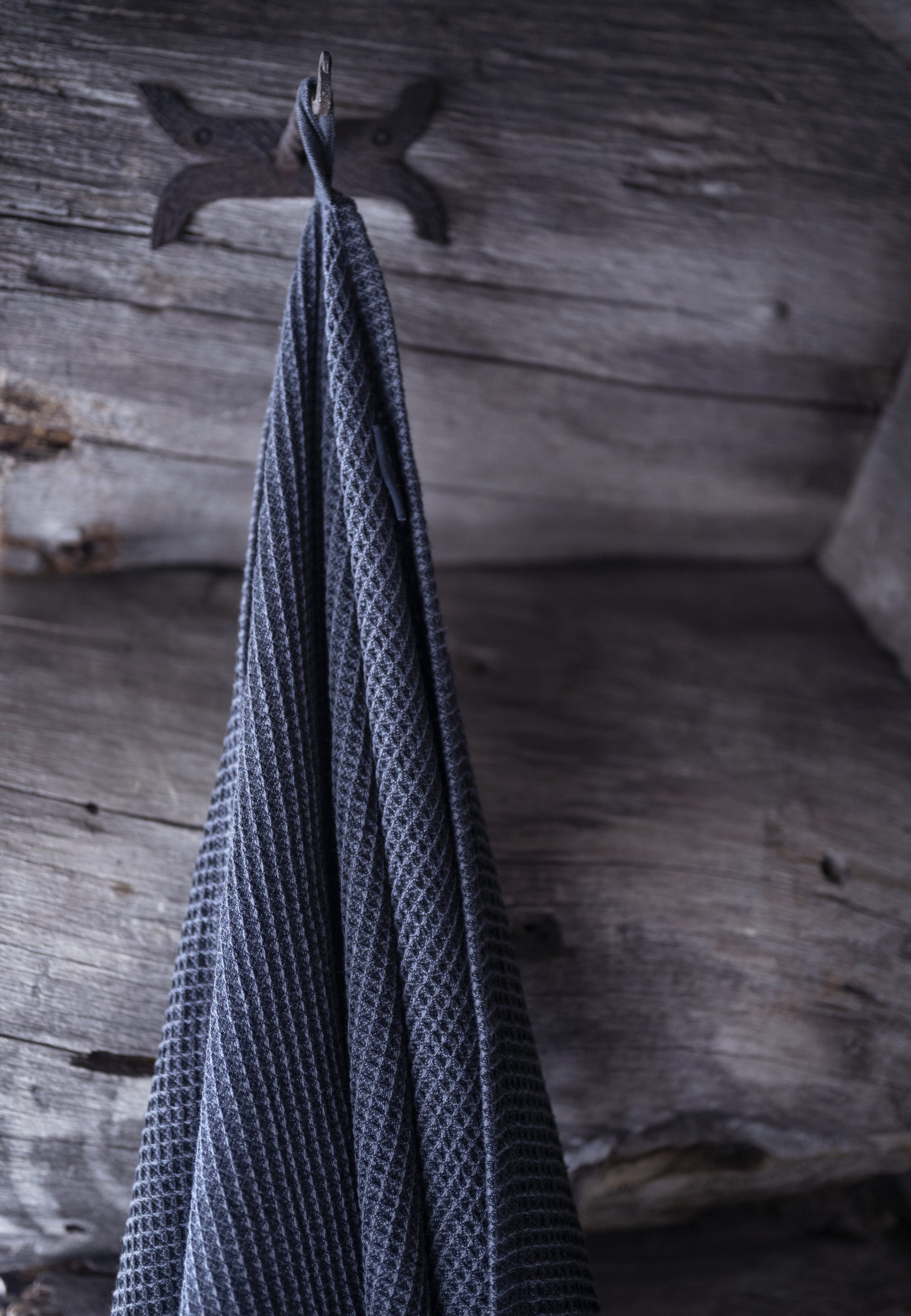 Sauna handdoek zwart/grijs 90x180 cm - Rento Kenno