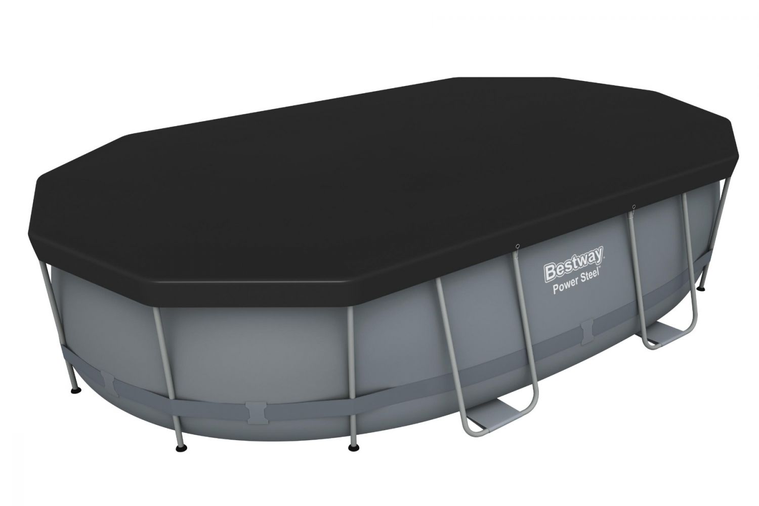 Bestway Power Steel 488 x 305 x 107 cm, inclusief pomp, afdekzeil en zwembadtrap