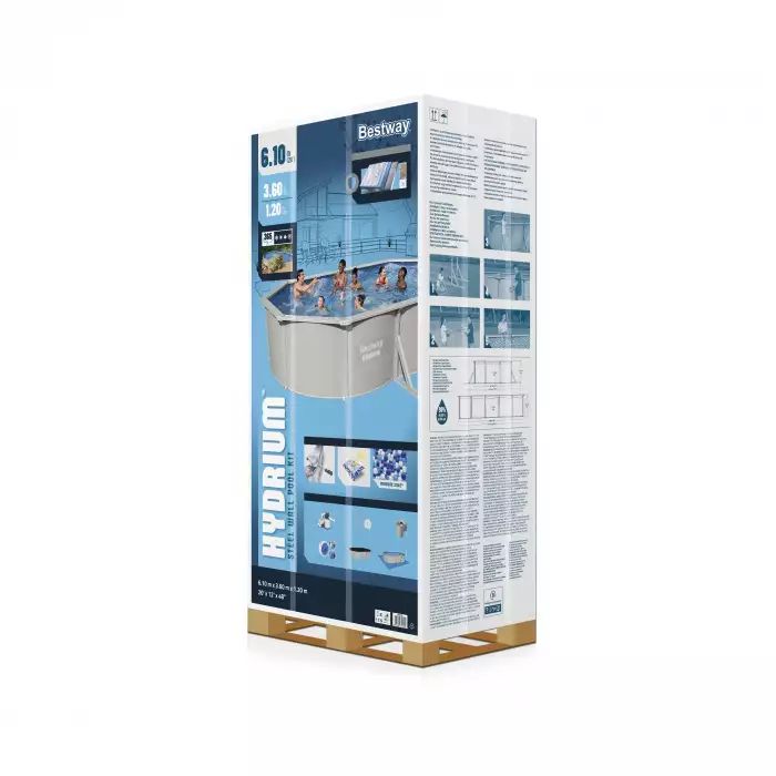 Bestway Hydrium zwembad 610 x 360 x 120 cm, inclusief pomp, zwembadtrap, afdekzeil en grondzeil