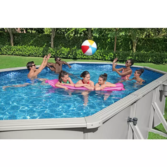 Bestway Hydrium zwembad 610 x 360 x 120 cm, inclusief pomp, zwembadtrap, afdekzeil en grondzeil