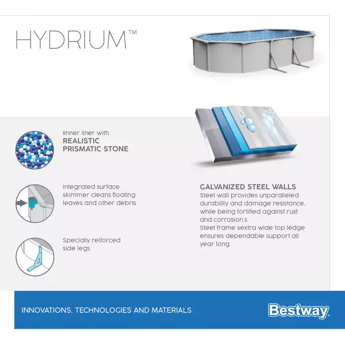 Bestway Hydrium zwembad 610 x 360 x 120 cm, inclusief pomp, zwembadtrap, afdekzeil en grondzeil