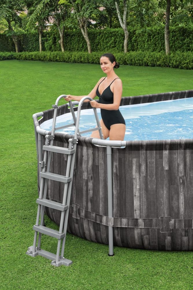 Bestway Power Steel zwembad 732 x 366 x 122 cm, inclusief pomp, afdekzeil en zwembadtrap