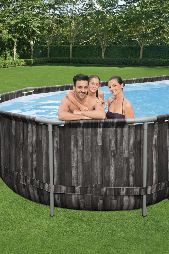 Bestway Power Steel zwembad 732 x 366 x 122 cm, inclusief pomp, afdekzeil en zwembadtrap