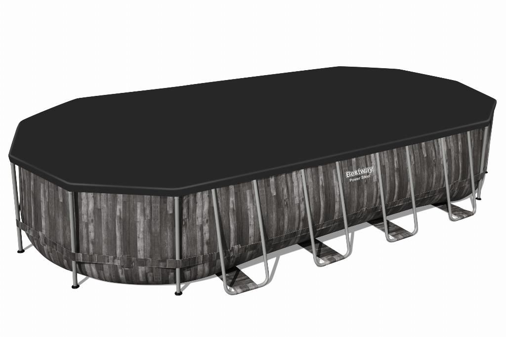 Bestway Power Steel zwembad 732 x 366 x 122 cm, inclusief pomp, afdekzeil en zwembadtrap