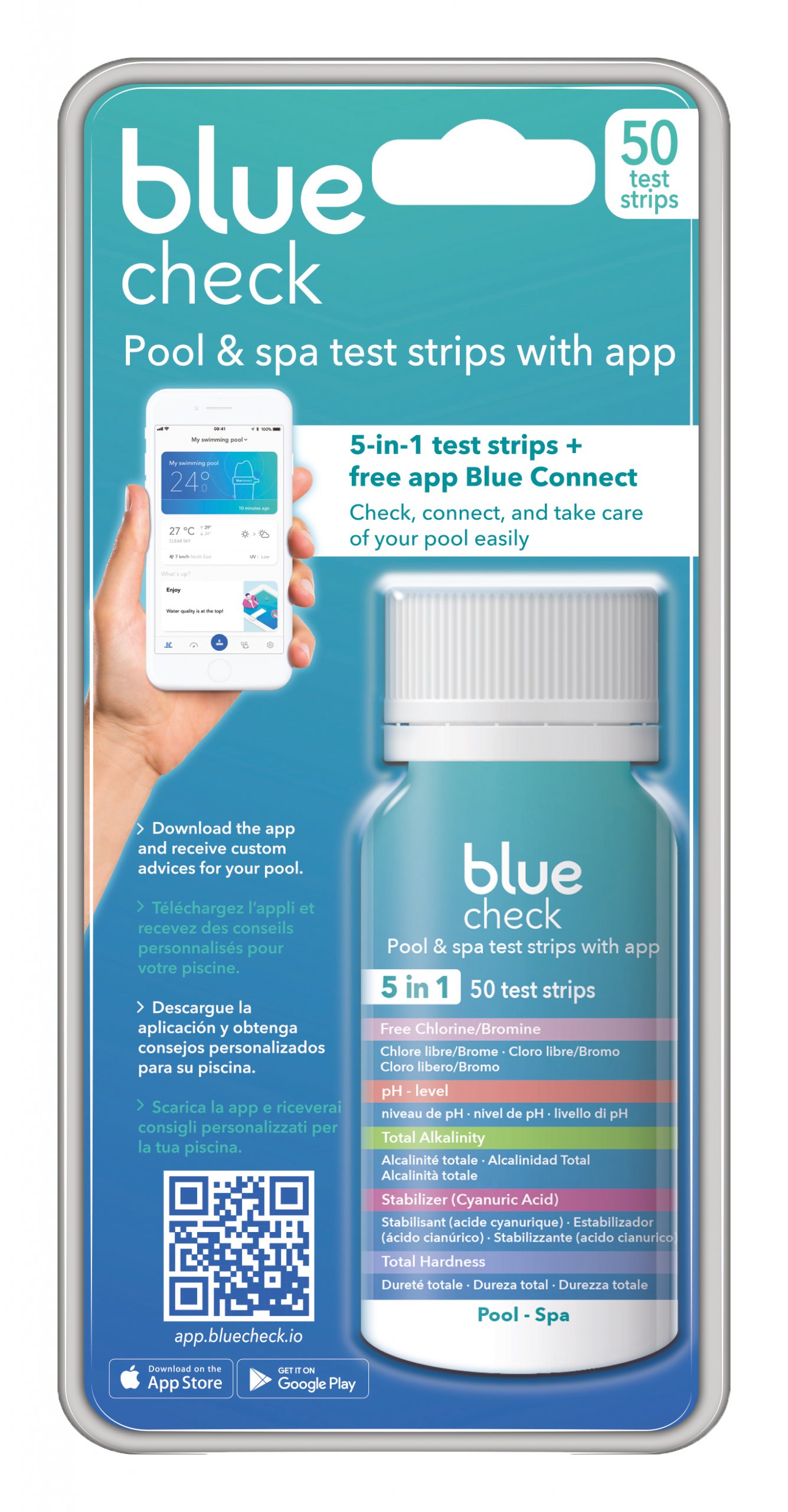 Blue Check teststrips met applicatie