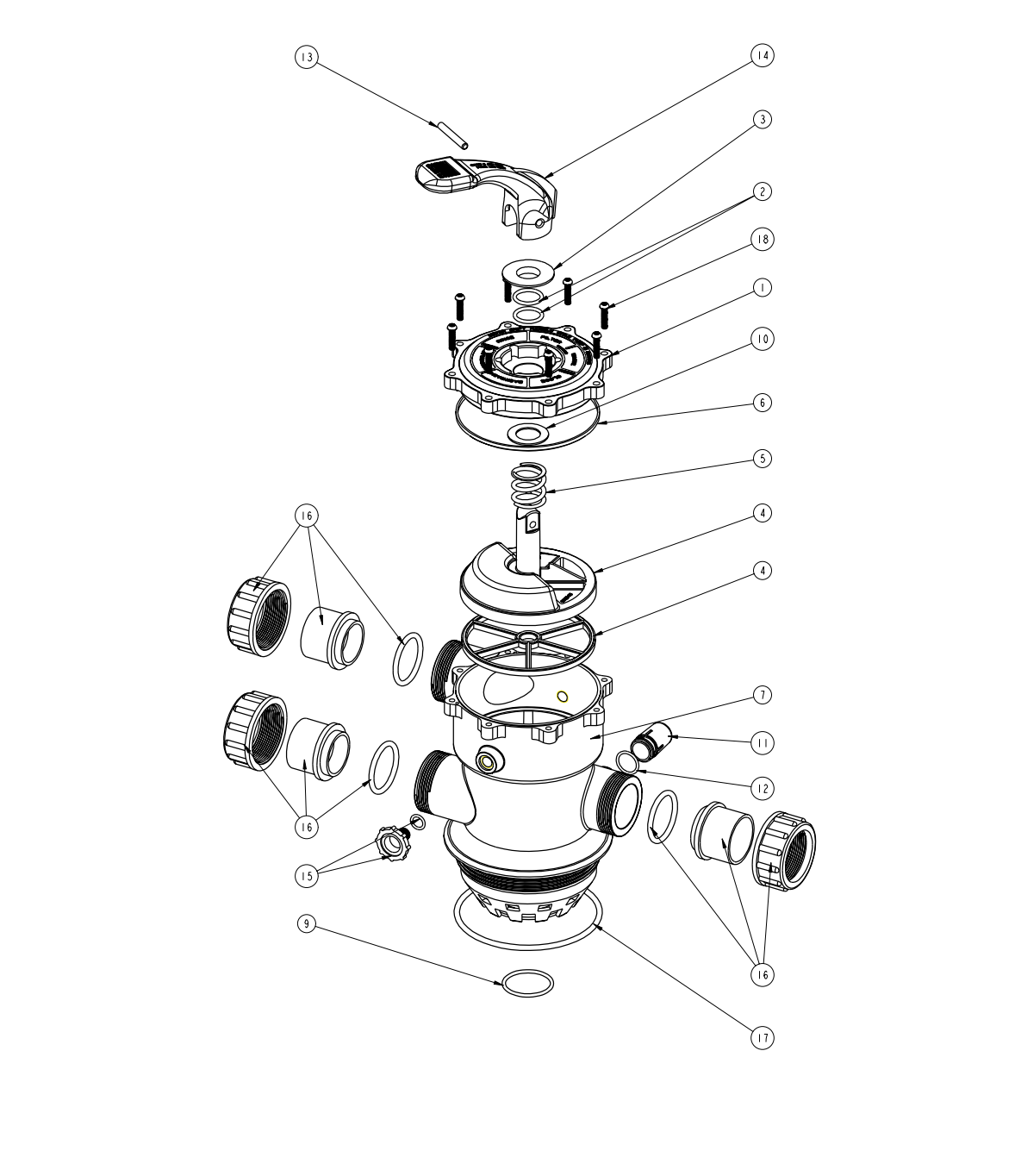 Waterco rotor verlijmd met spider (5 spaaks), onderdeel 6214582